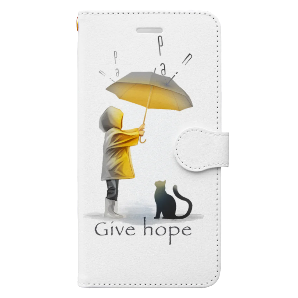 rainのGive hope 手帳型スマホケース