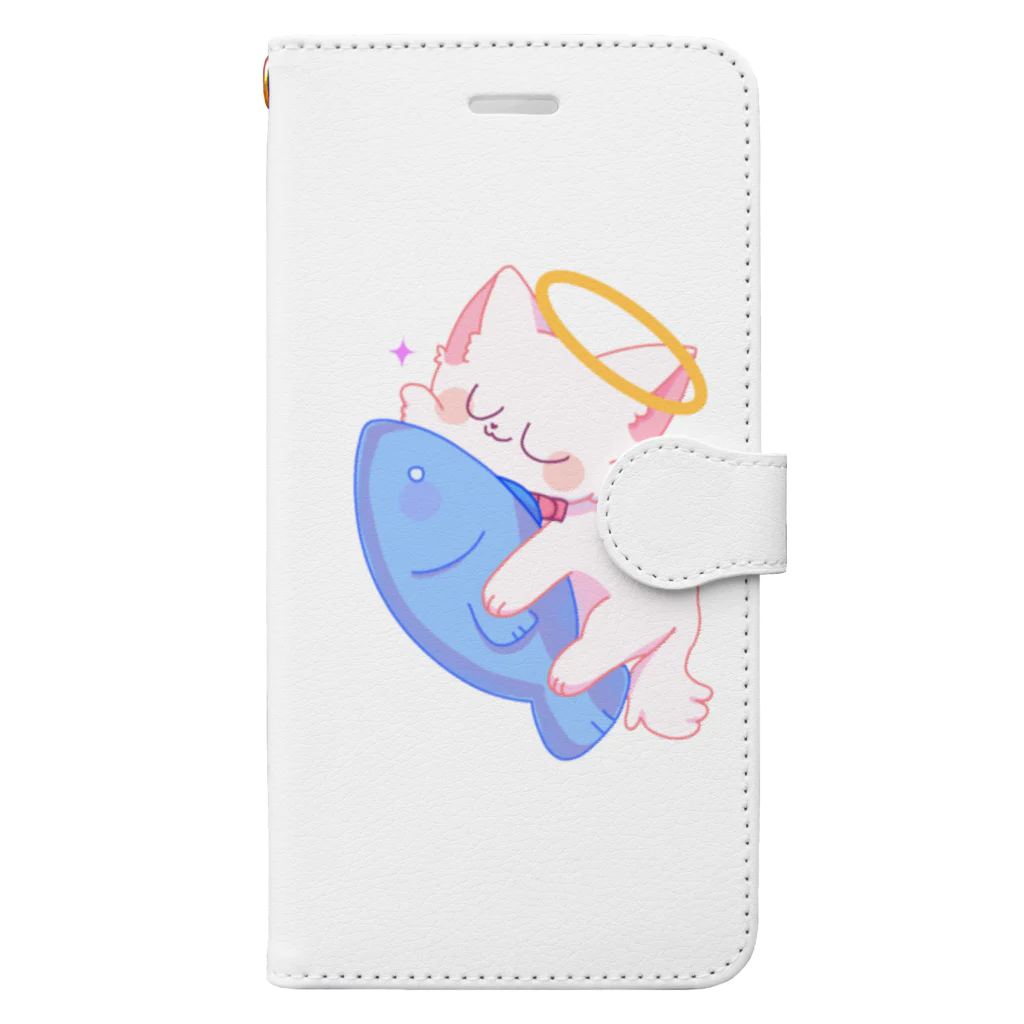 ちょこっぷのお魚大好きねこまるくん Book-Style Smartphone Case