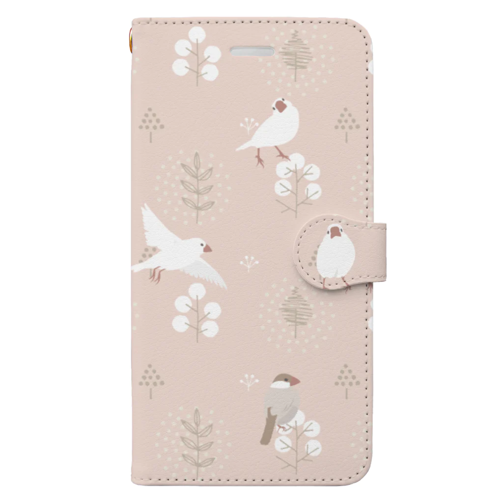 文鳥株式☆会社の文鳥さん　ピンク Book-Style Smartphone Case