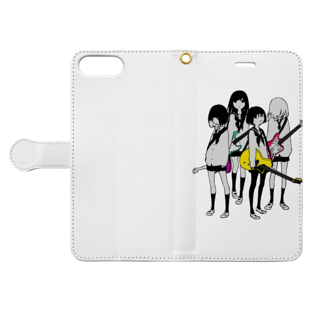 ClowZ ／ 渡瀬しぃののギター＆ベース女子高生 Book-Style Smartphone Case:Opened (outside)