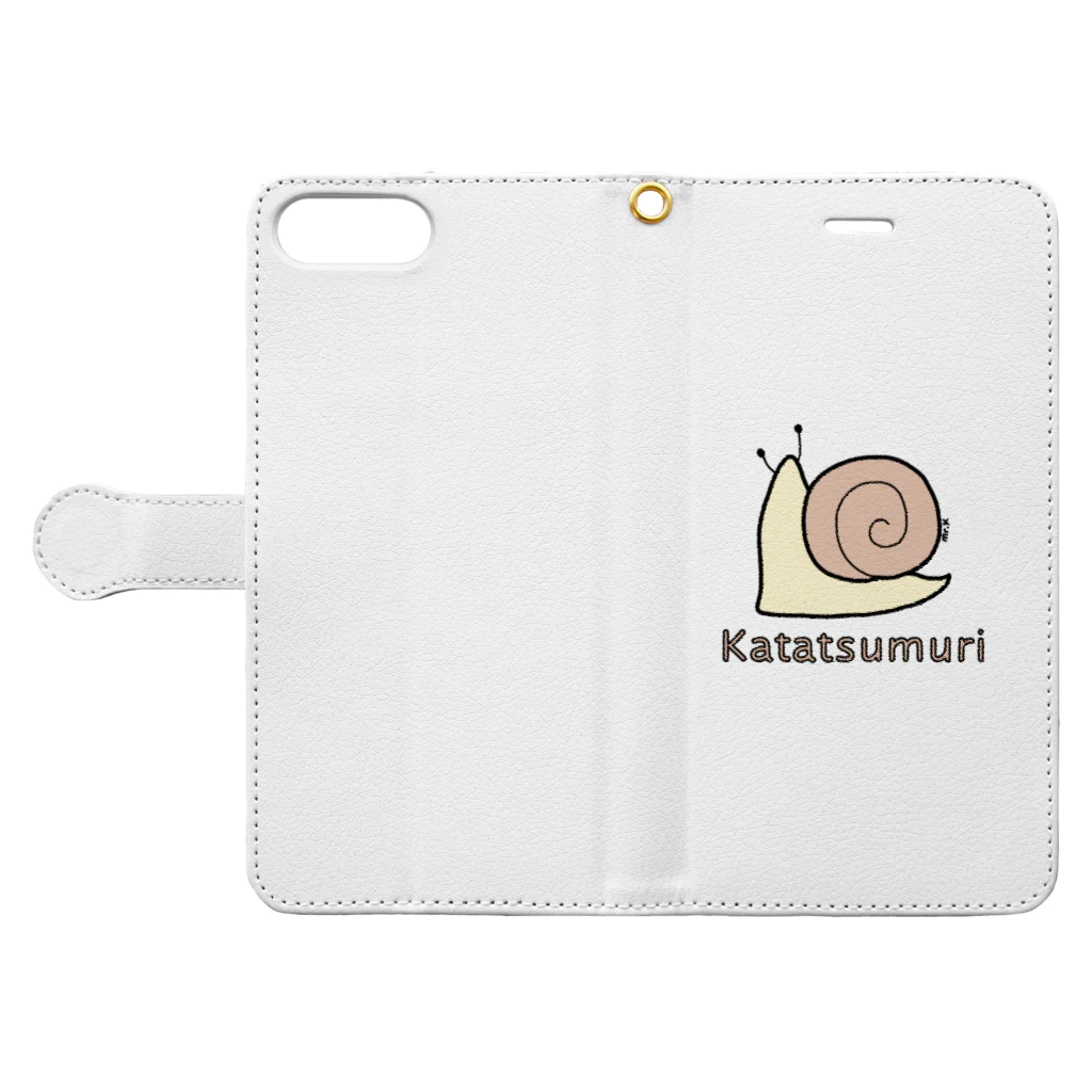 MrKShirtsのKatatsumuri (カタツムリ) 色デザイン 手帳型スマホケースを開いた場合(外側)