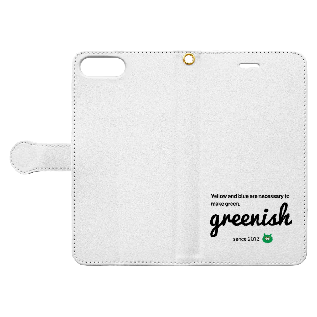 greenishのgreen 18 手帳型スマホケースを開いた場合(外側)