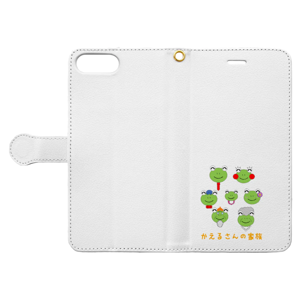 🐸かえるさんと仲間たち🐸のかえるさんの家族 Book-Style Smartphone Case:Opened (outside)