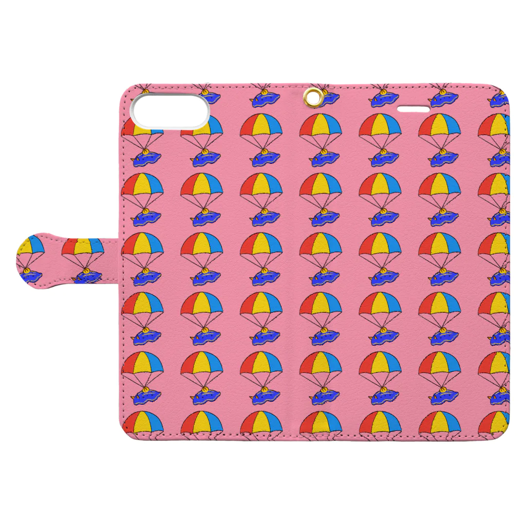 ポメ村ポメラニアンのパラシュートウミウシさん ピンク Book-Style Smartphone Case:Opened (outside)