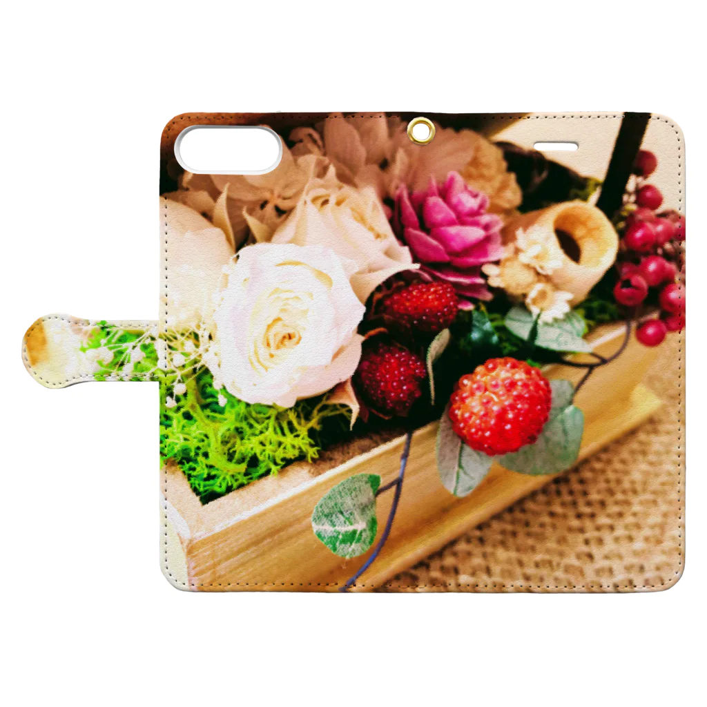 ASAKOBO FUJITAのジュート＆プリザーブドフラワー1 Book-Style Smartphone Case:Opened (outside)