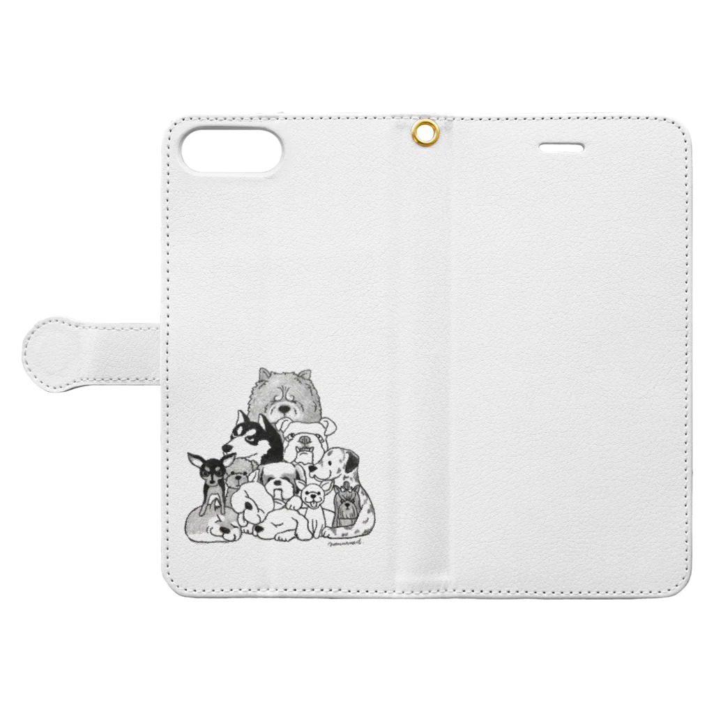 wanwanartのわんこてんこ盛り  Book-Style Smartphone Case:Opened (outside)