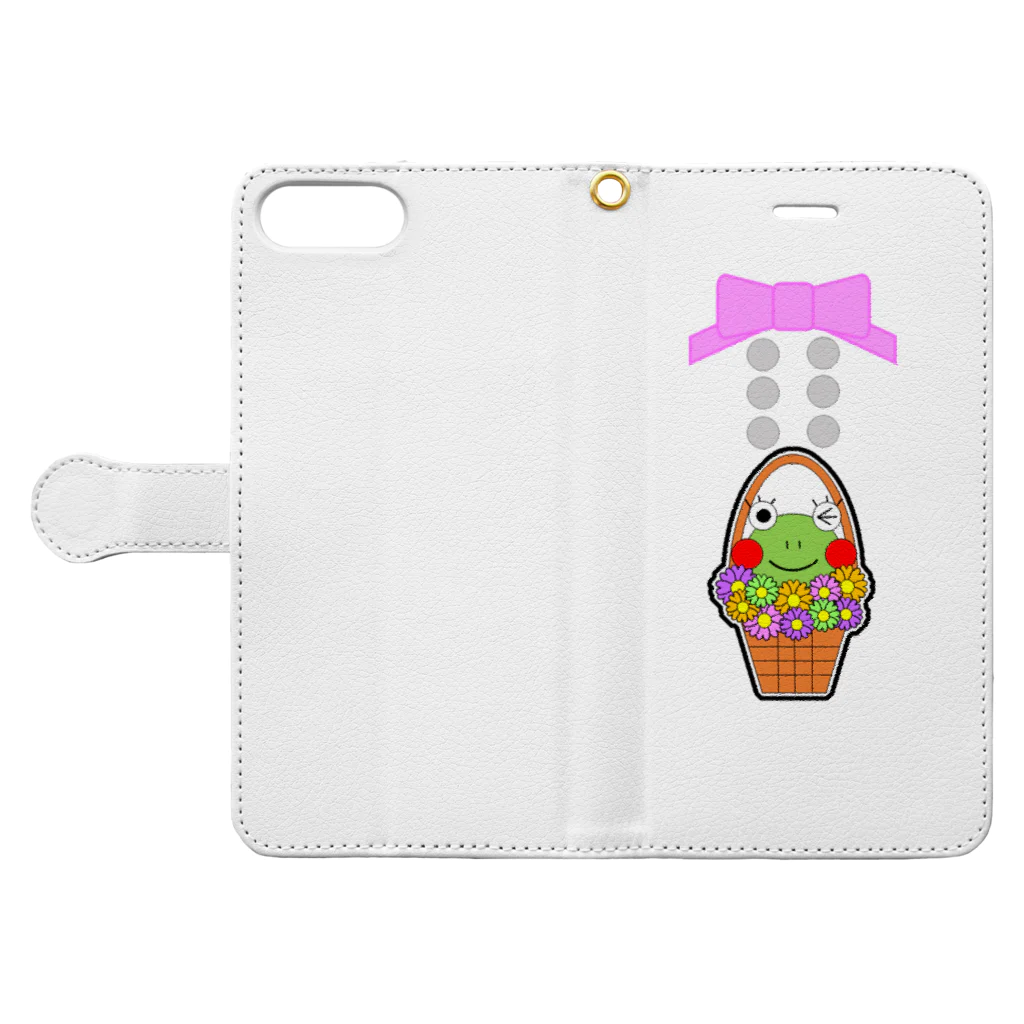 🐸かえるさんと仲間たち🐸のリボンチャームのかえるさん Book-Style Smartphone Case:Opened (outside)