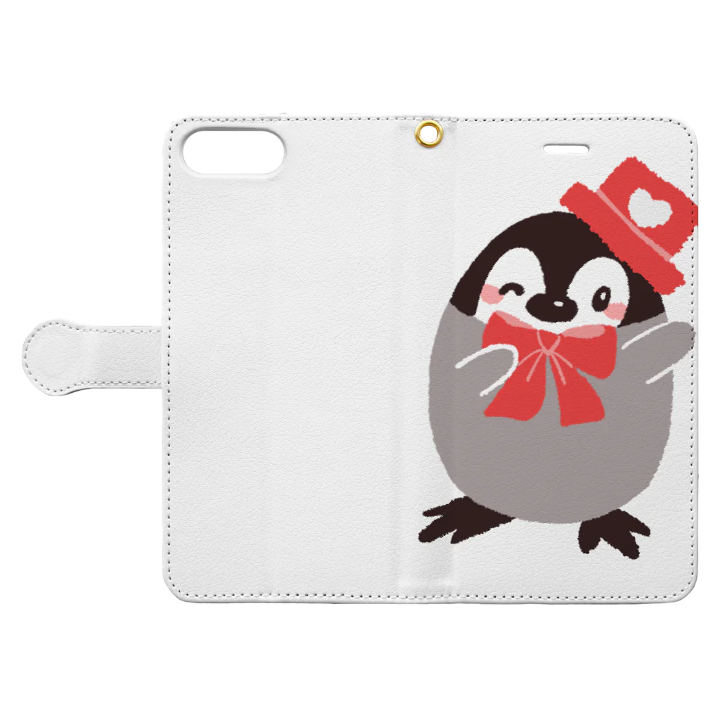 るりんごむのおめかしぺんぎん Book-Style Smartphone Case:Opened (outside)