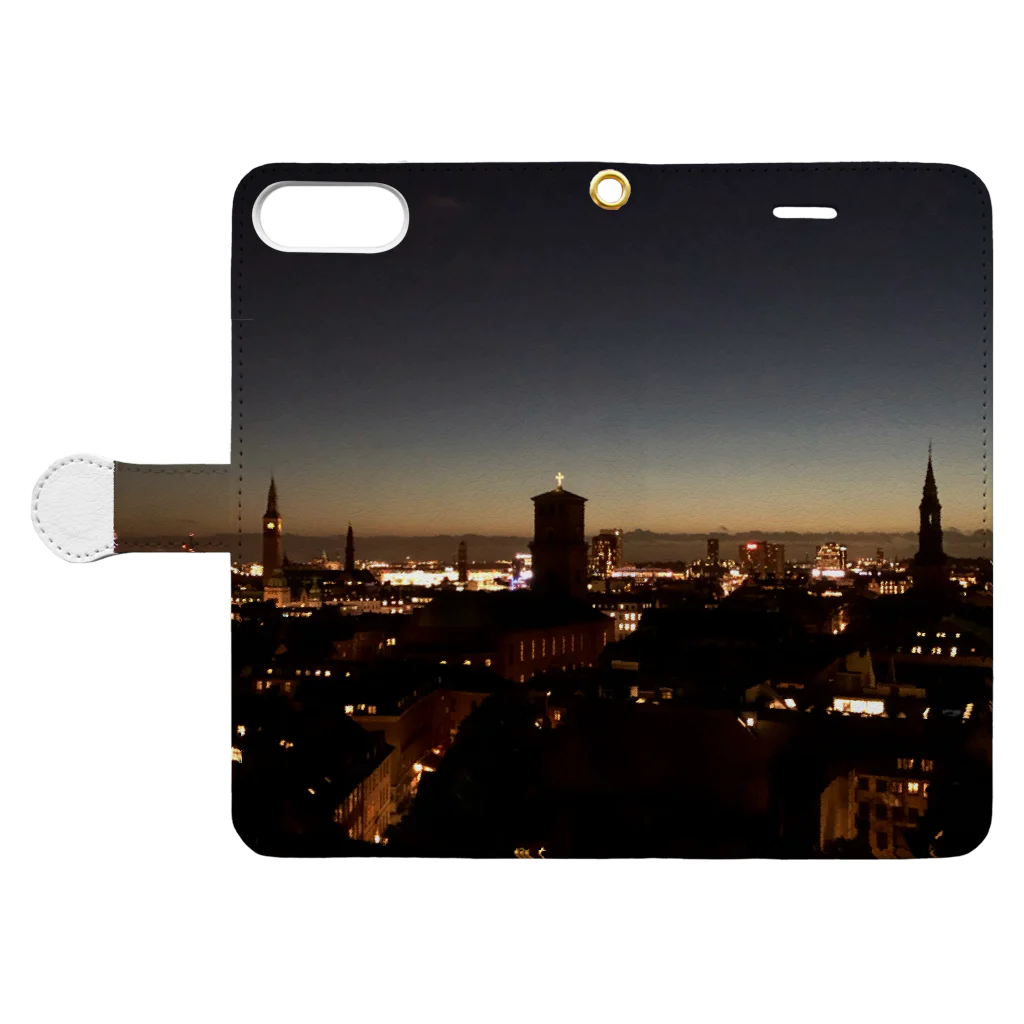 ELUTAS_ELTSのCopenhagen nightview 手帳型スマホケースを開いた場合(外側)