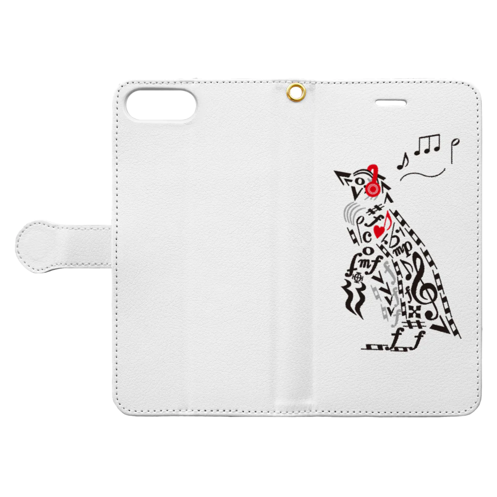 Drecome_DesignのMusic Penguin Book-Style Smartphone Case:Opened (outside)