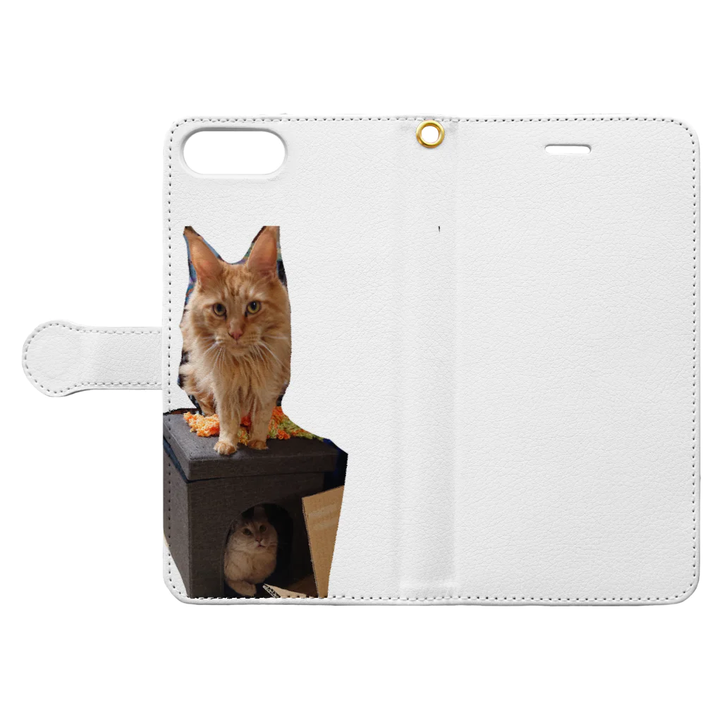 ゴマのような猫の乗ってる猫、乗られてる猫 Book-Style Smartphone Case:Opened (outside)