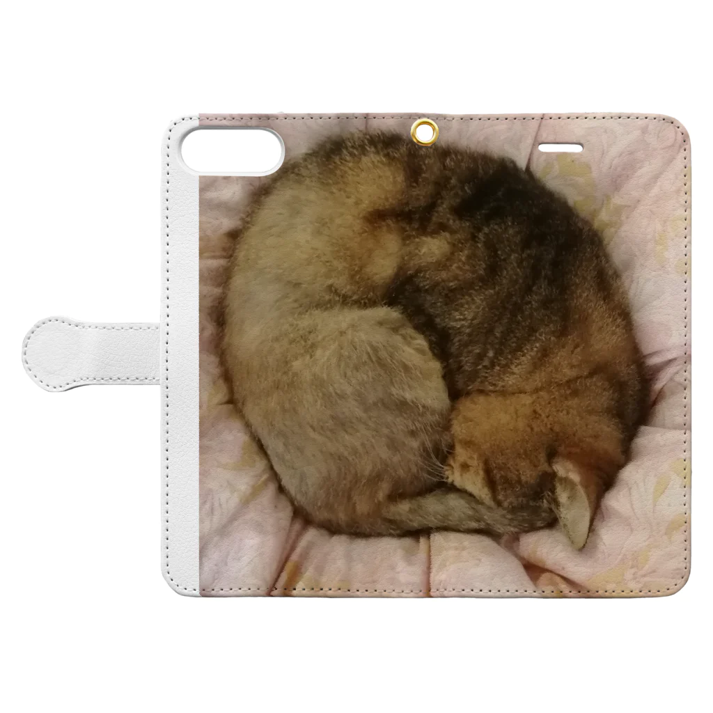 工房かみりゅんの家の猫アンモナイト型 Book-Style Smartphone Case:Opened (outside)