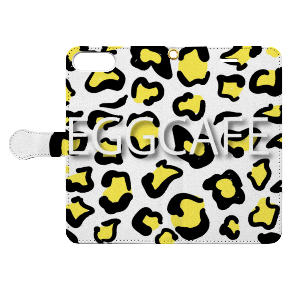 egg Mのヒョウ柄EGGCAFE Book-Style Smartphone Case:Opened (outside)