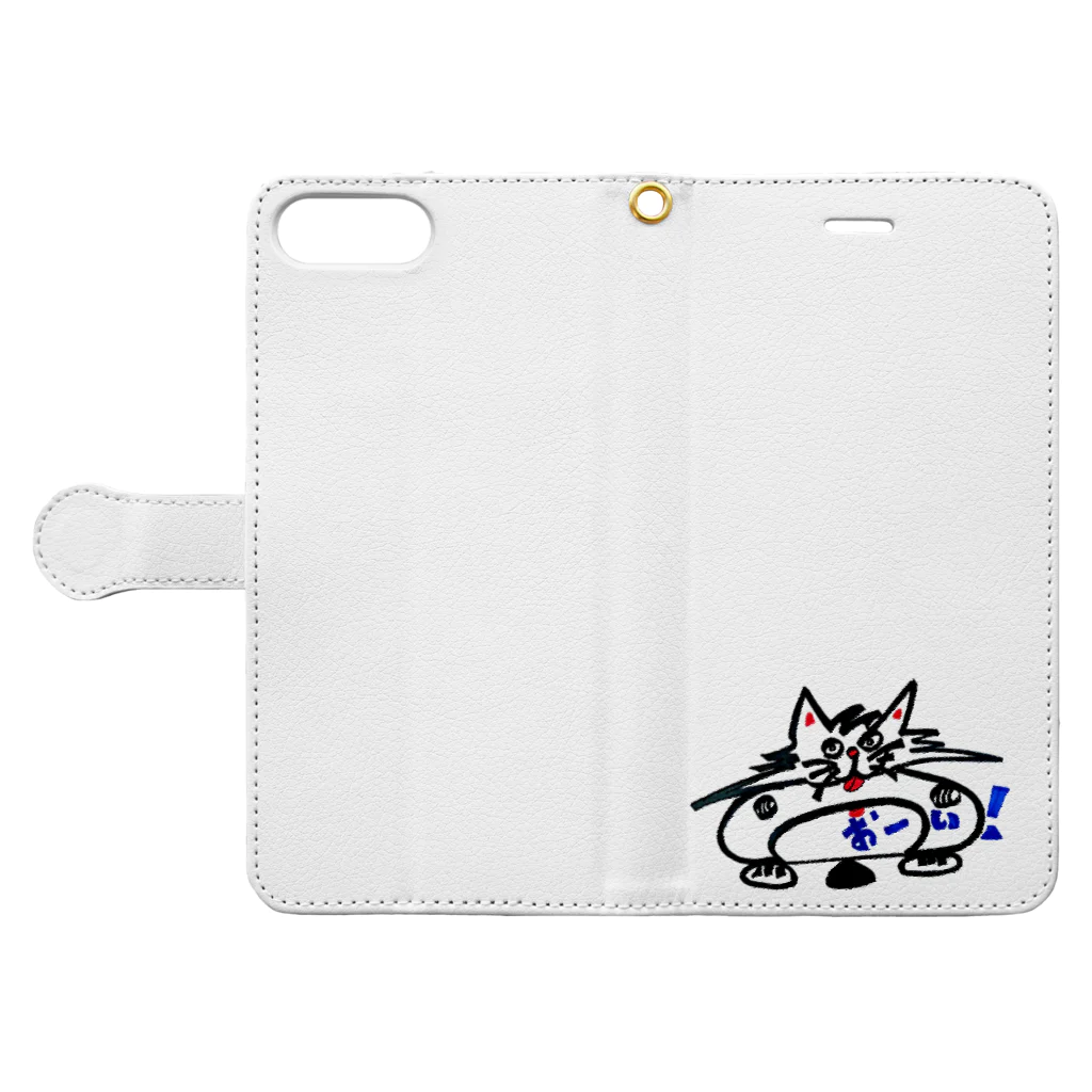 a-danのおーい！猫 Book-Style Smartphone Case:Opened (outside)