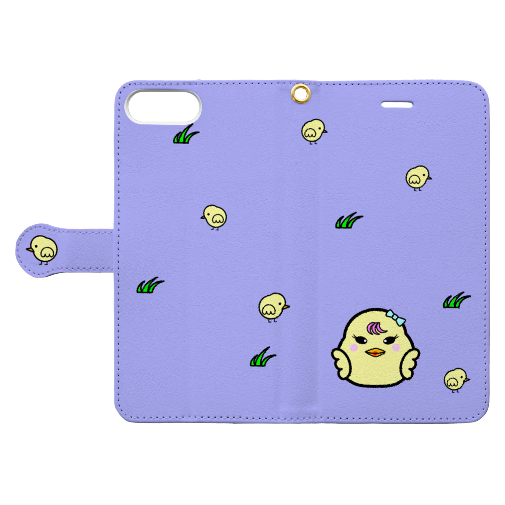 tomo-miseのひよこ ダルマ 2 （スマホケース・手帳型）  Book-Style Smartphone Case:Opened (outside)