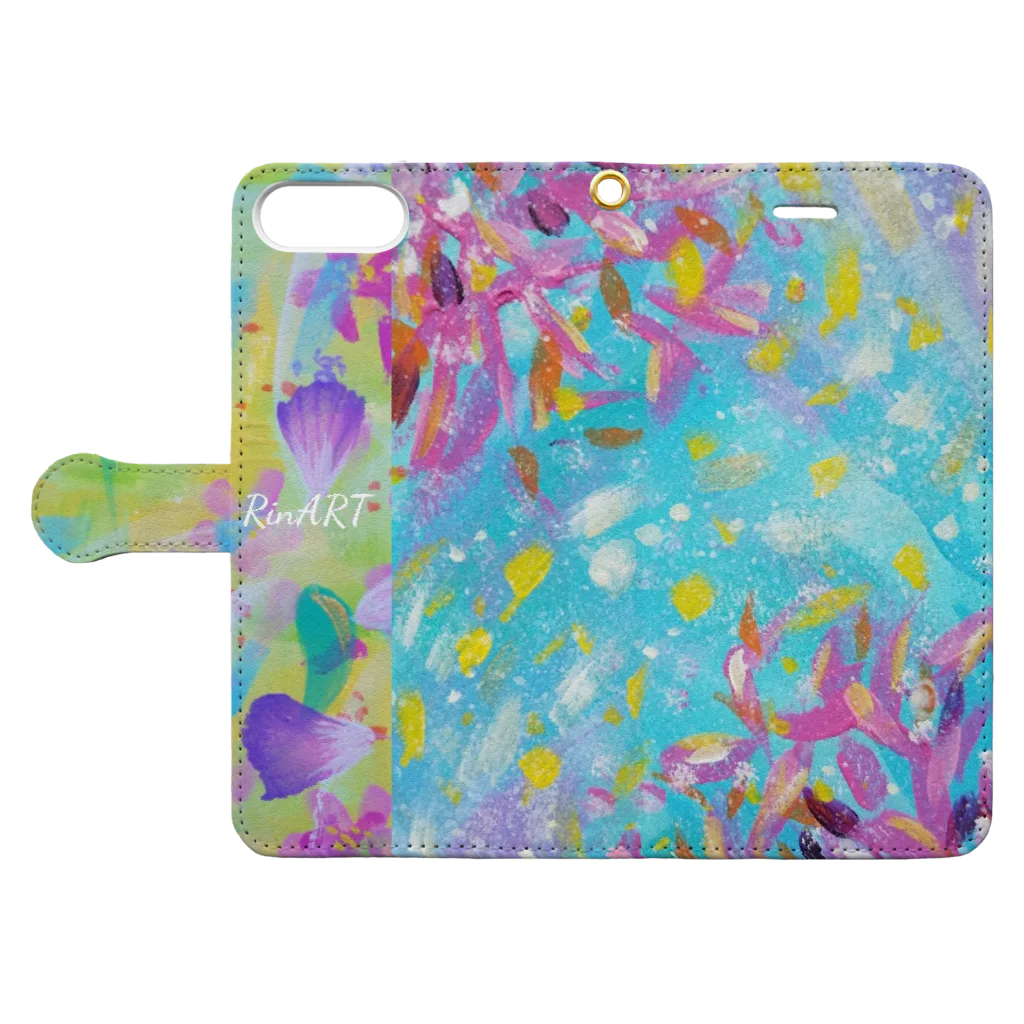 RinARTのRAINBOWシリーズ 「shine」 Book-Style Smartphone Case:Opened (outside)