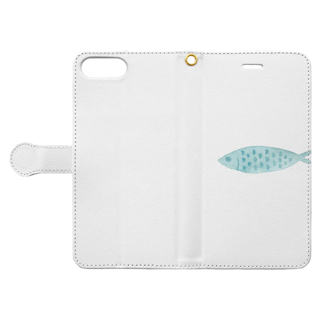 ドラ水彩の水彩イラスト　魚 Book-Style Smartphone Case:Opened (outside)