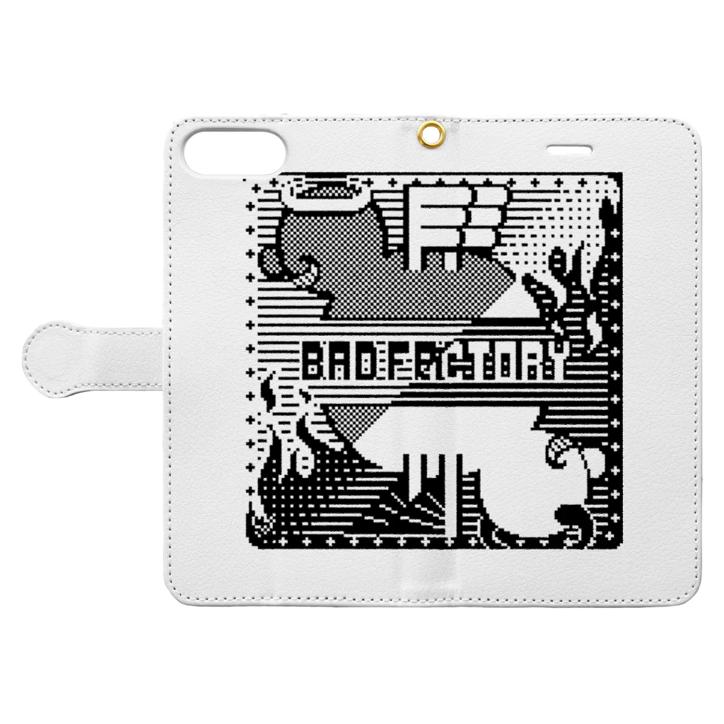 BAD FACTORYの天 BADFACTORY 悪 手帳型スマホケースを開いた場合(外側)