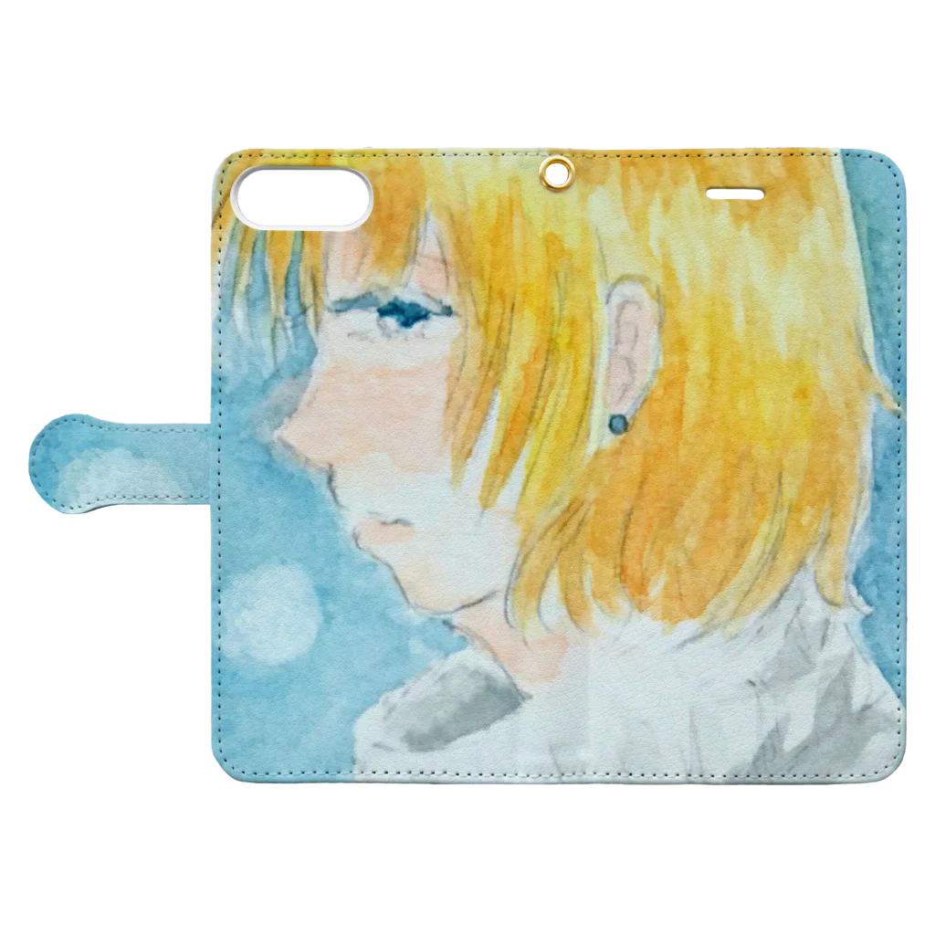 朝(asita)の冬の女の子 Book-Style Smartphone Case:Opened (outside)