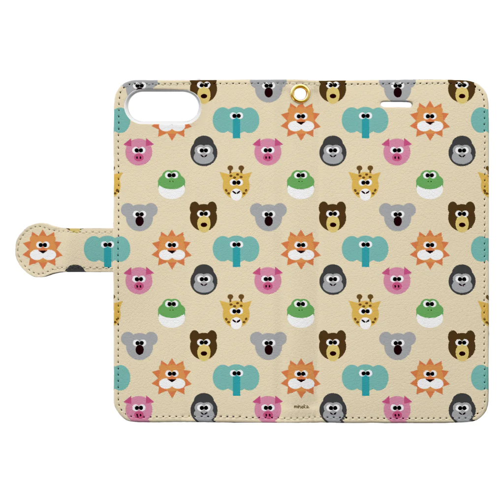 mineka.のヨリ目の動物達 Book-Style Smartphone Case:Opened (outside)