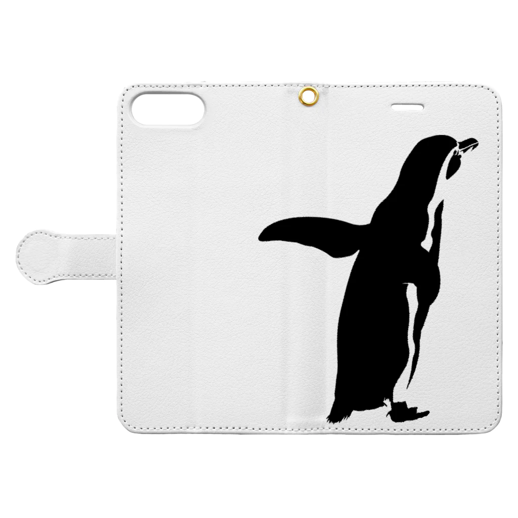 kimchinのペンギンシルエット Book-Style Smartphone Case:Opened (outside)