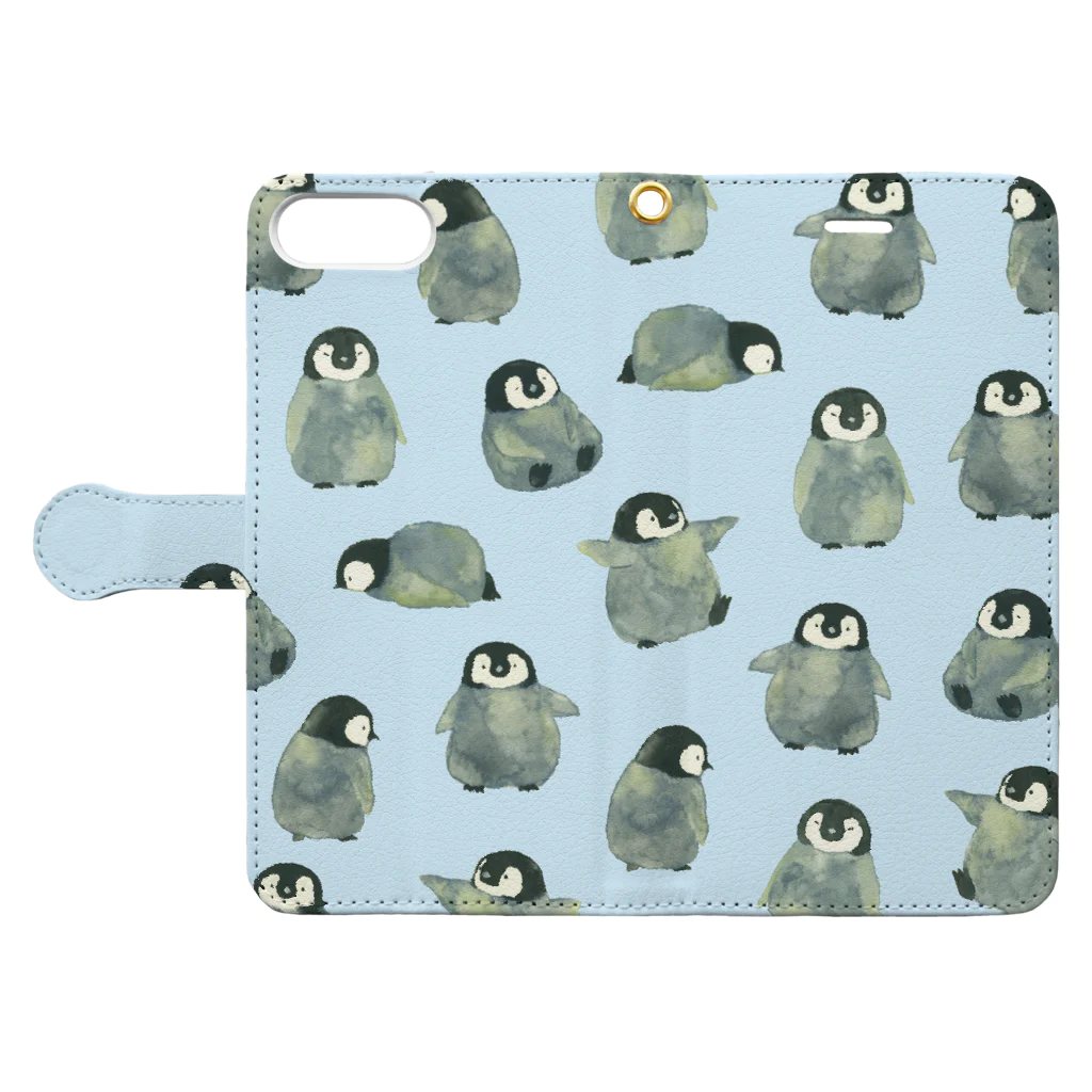 さとろくのペンギン　手帳型iPhoneケース Book-Style Smartphone Case:Opened (outside)