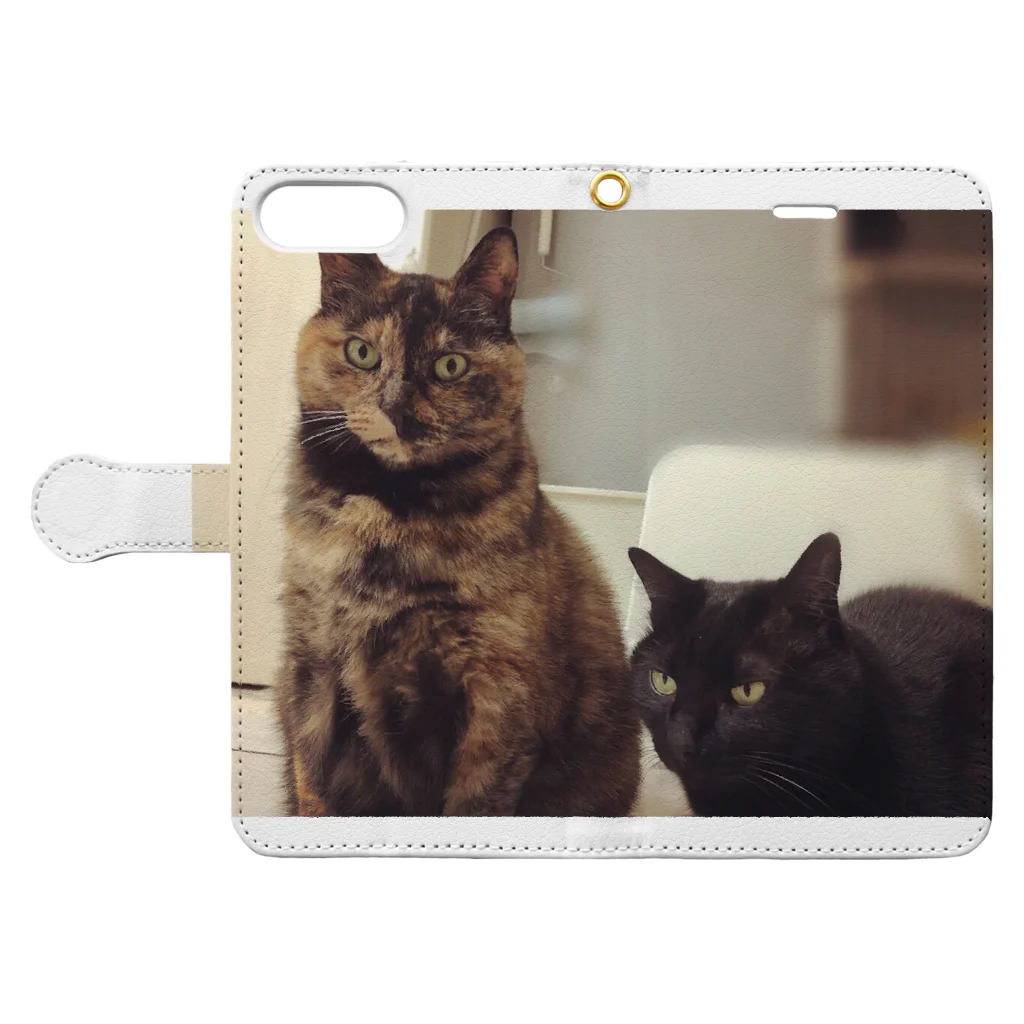 愛猫のグッズが欲しいのミーナさんたちに監視されています Book-Style Smartphone Case:Opened (outside)