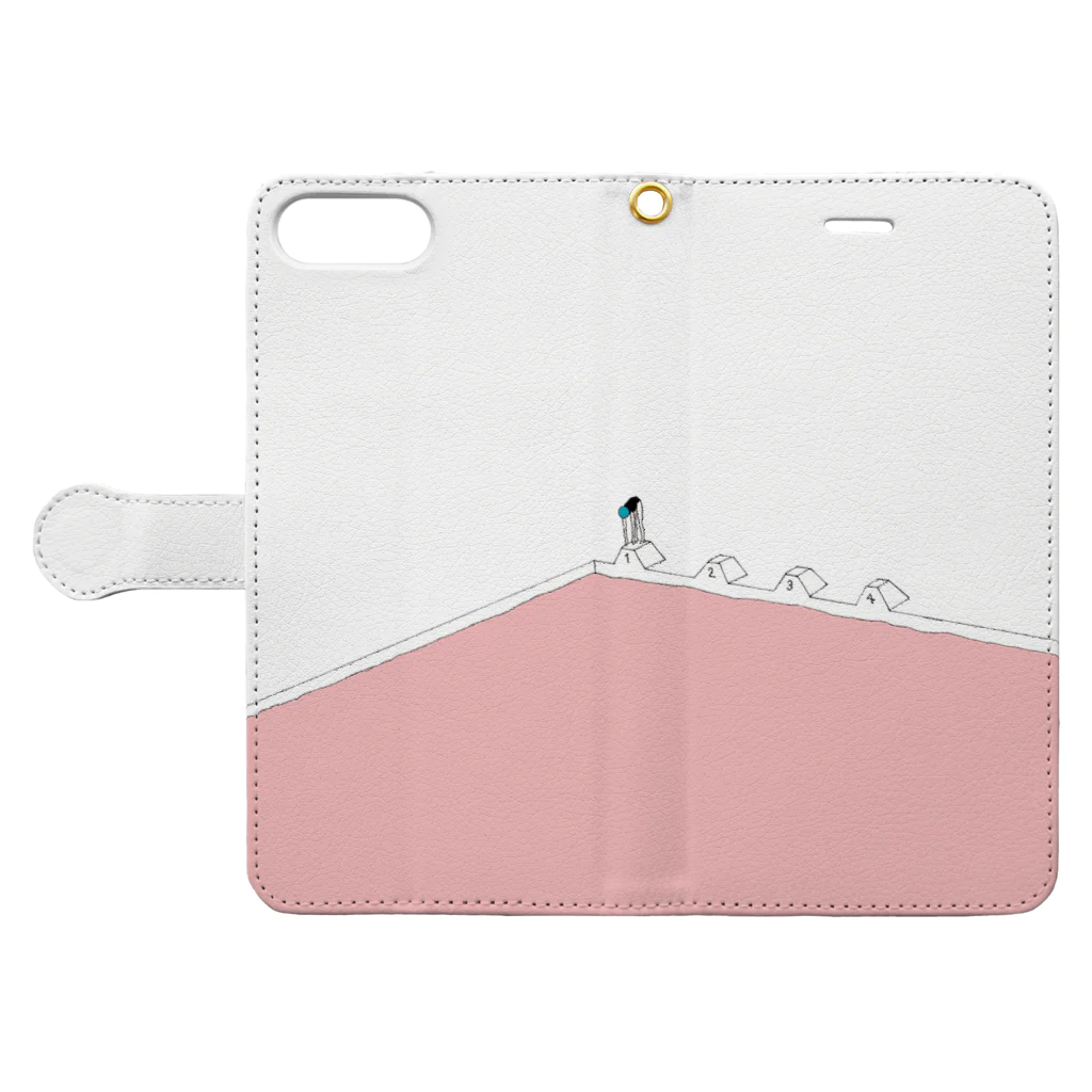 Amiの夏のピンクプール Book-Style Smartphone Case:Opened (outside)