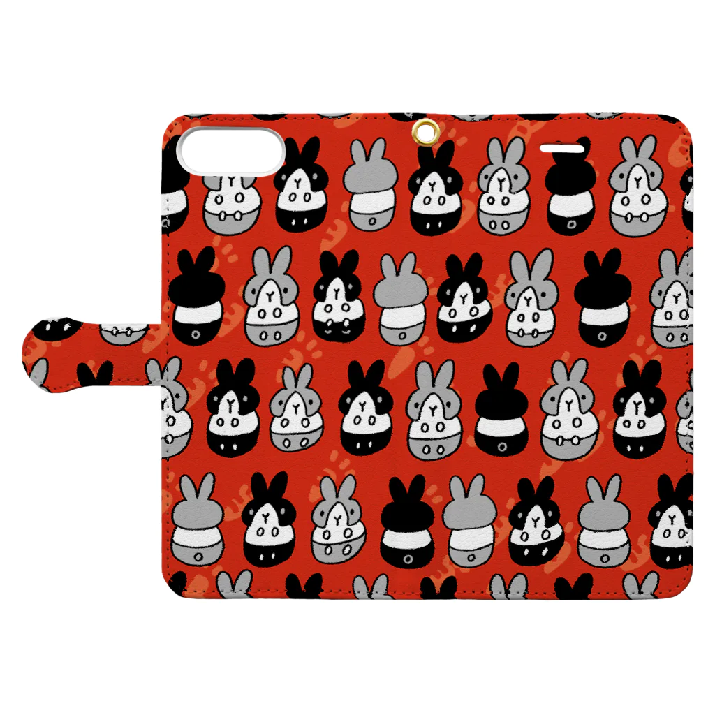 izumiのはちわれちゃん（赤） Book-Style Smartphone Case:Opened (outside)