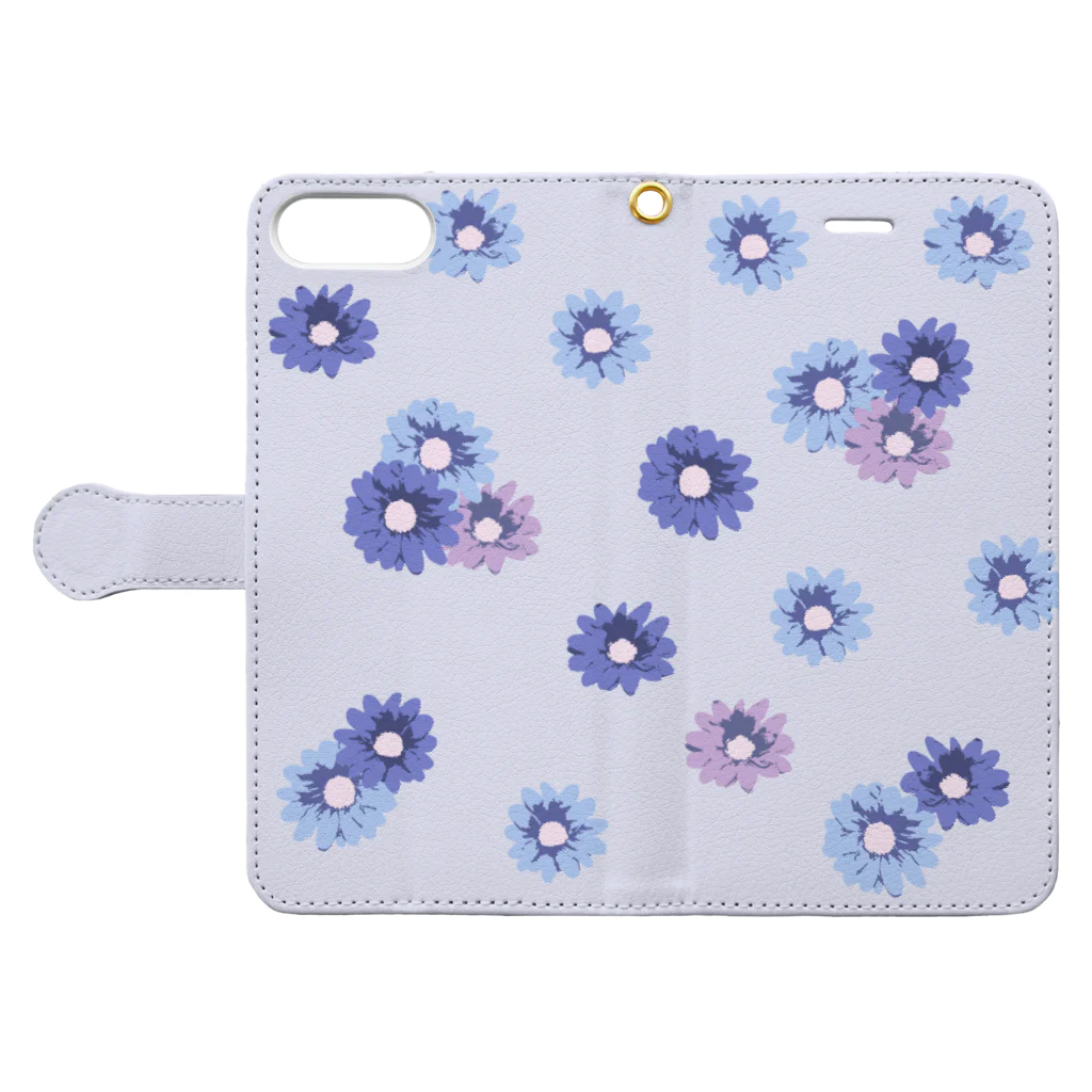 kuroki  miyaの青い花柄 Book-Style Smartphone Case:Opened (outside)