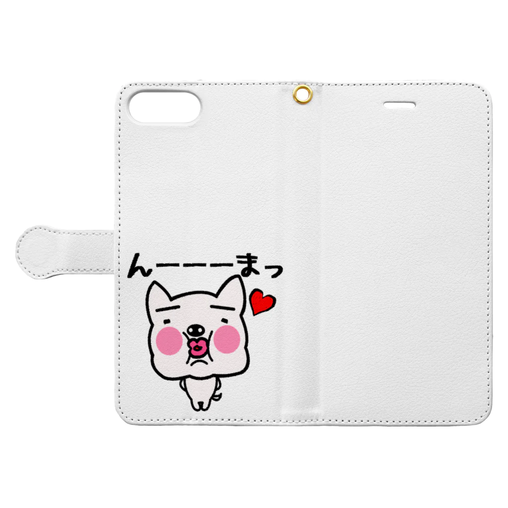 オリジナルデザインTシャツ　SMOKIN'のわいはブルドッグやでー んーまっ♥ Book-Style Smartphone Case:Opened (outside)