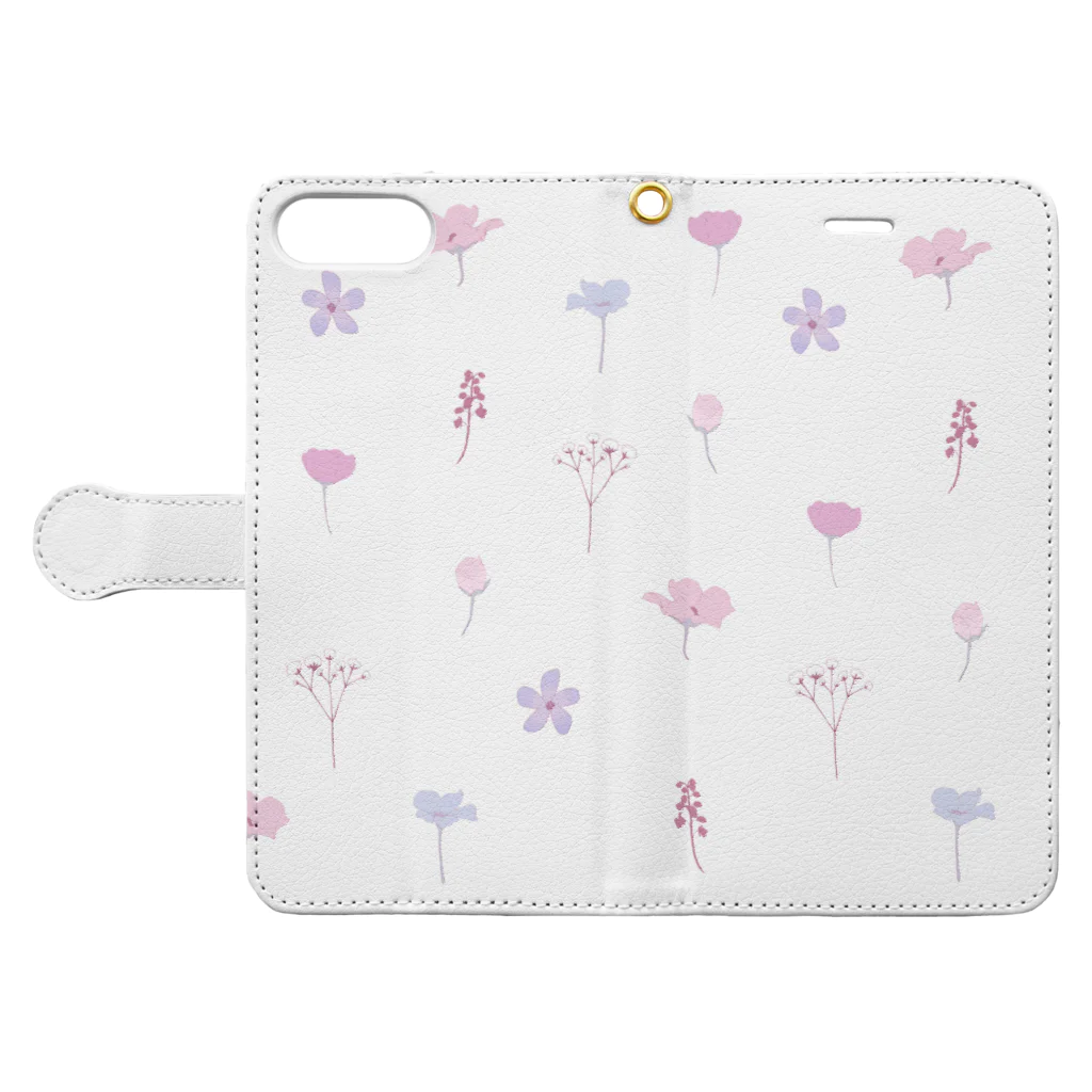 kuroki  miyaの押し花風 Book-Style Smartphone Case:Opened (outside)