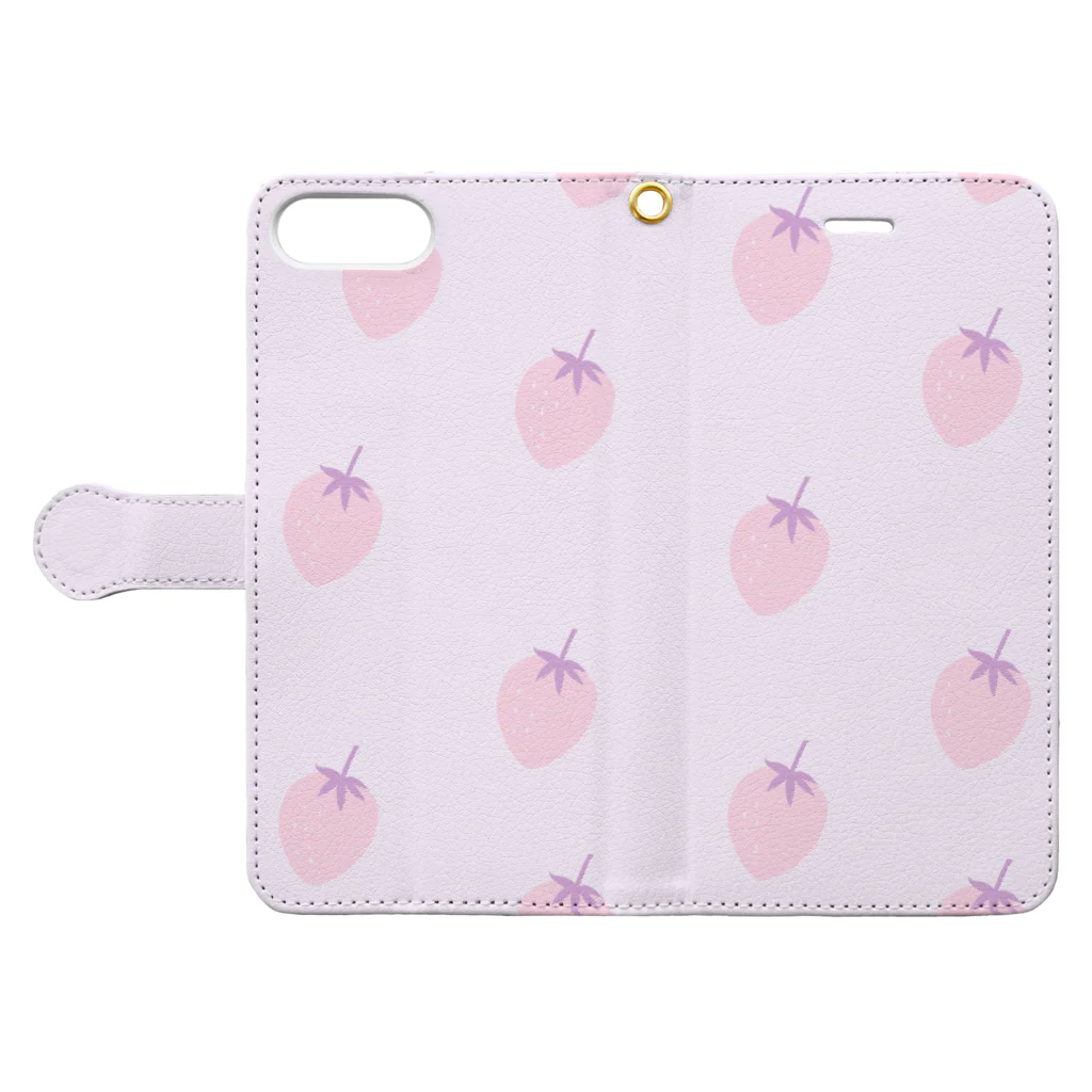 kuroki  miyaのゆめかわいいいちご柄 Book-Style Smartphone Case:Opened (outside)