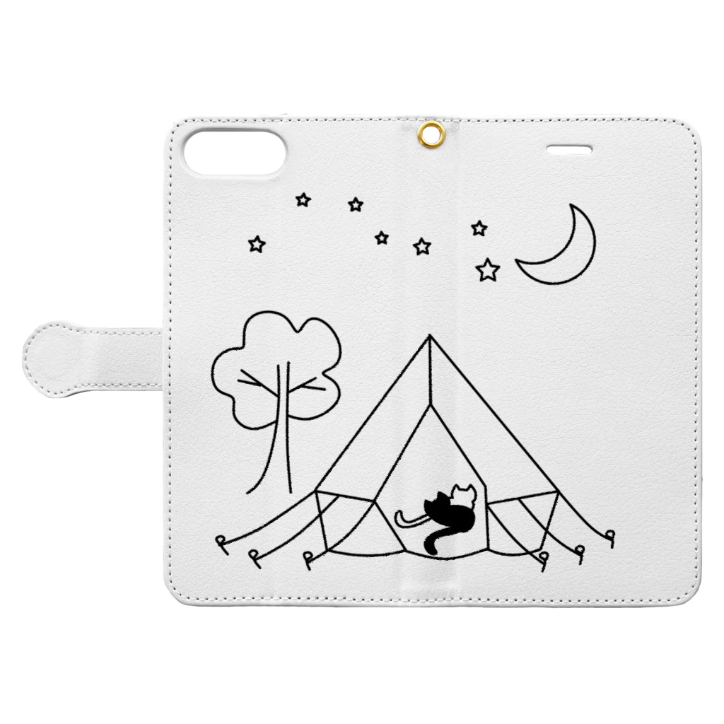 J's Mart 2ndのキャンプ猫 Book-Style Smartphone Case:Opened (outside)