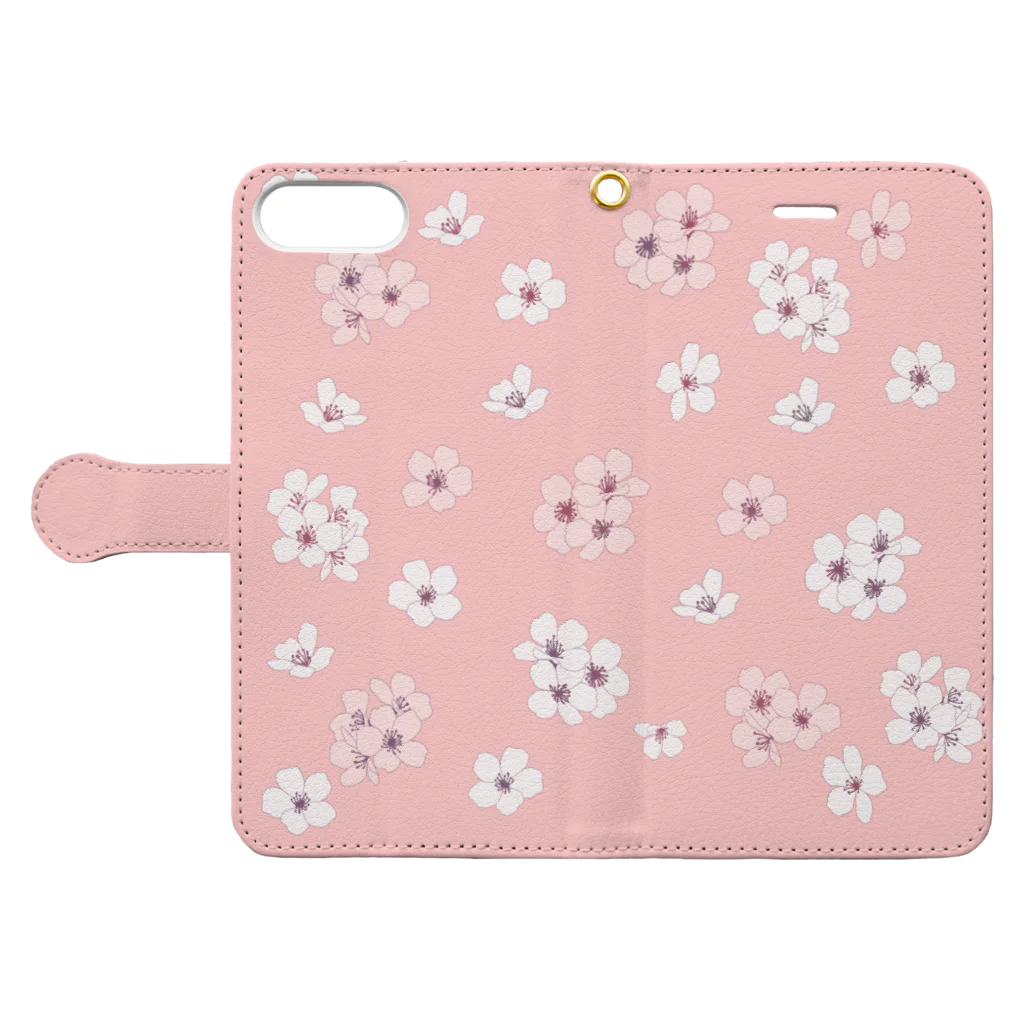 kuroki  miyaのシンプルピンク桜 Book-Style Smartphone Case:Opened (outside)