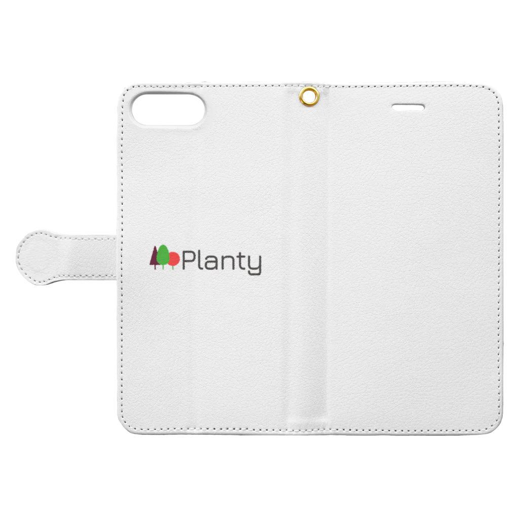 PlantyのPlanty グッズ - 世界を向上させる大麻メディア ”プランティ”のロゴTシャツ 手帳型スマホケースを開いた場合(外側)