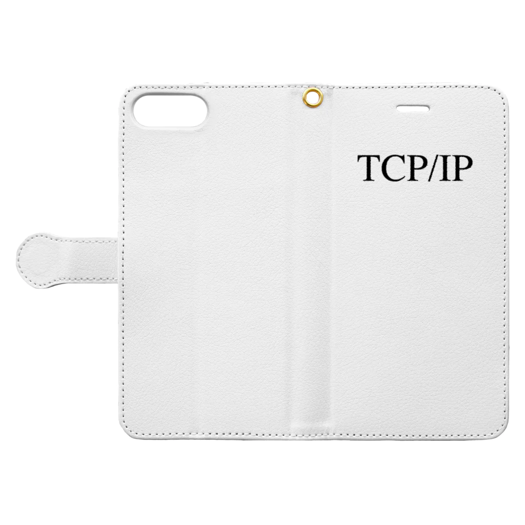 インターネットのTCP/IP 手帳型スマホケースを開いた場合(外側)