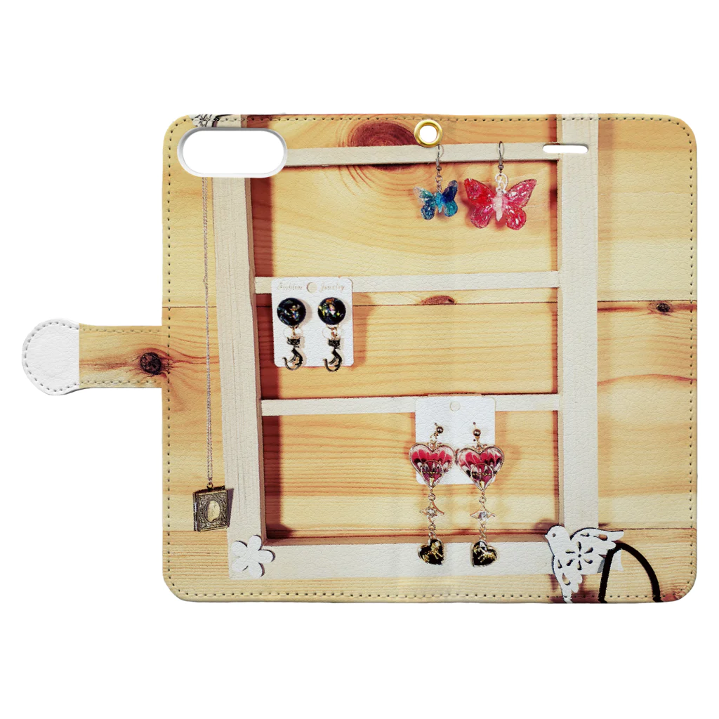 WOOD BELLのアクセサリーホルダー Book-Style Smartphone Case:Opened (outside)