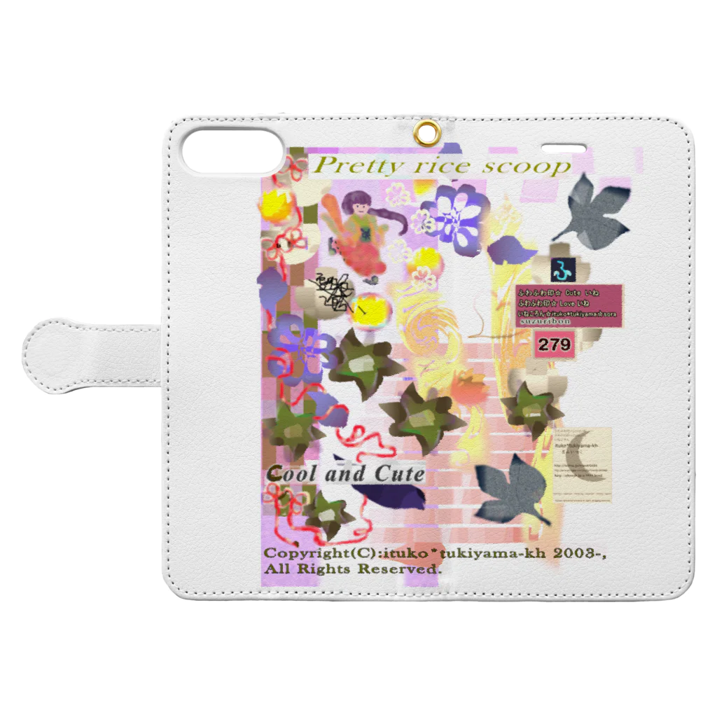 ituko*tukiyama-khの279★月山いつこ作品★春●可愛い杓文字★桃桜1 Book-Style Smartphone Case:Opened (outside)