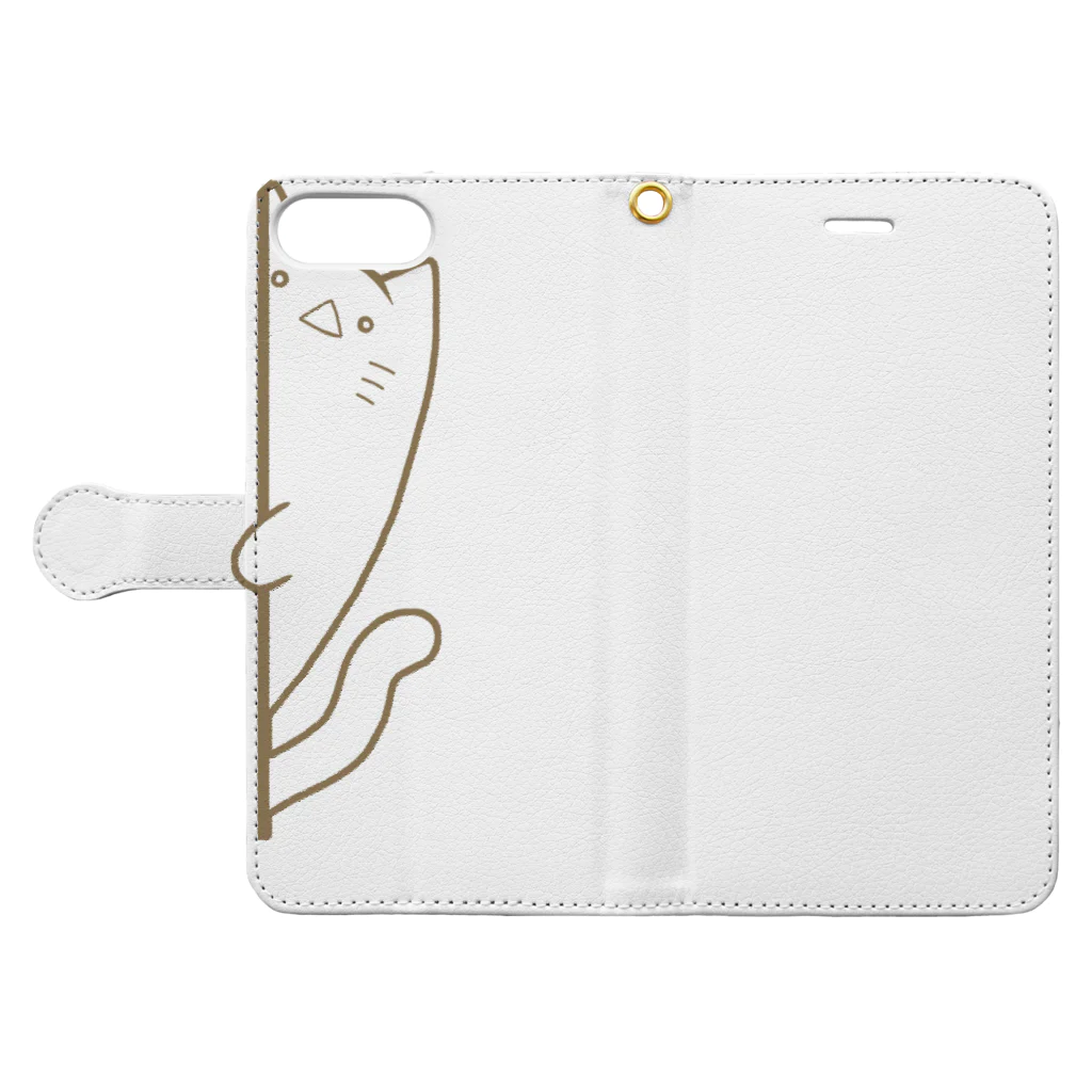 べる子ふじ雄の縦長猫（壁チラ） Book-Style Smartphone Case:Opened (outside)