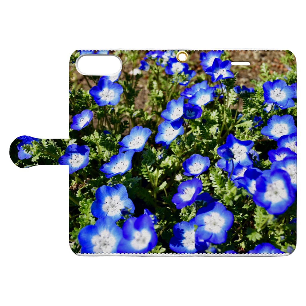 水りんご@ランニングマンの幸せの青い花 Book-Style Smartphone Case:Opened (outside)