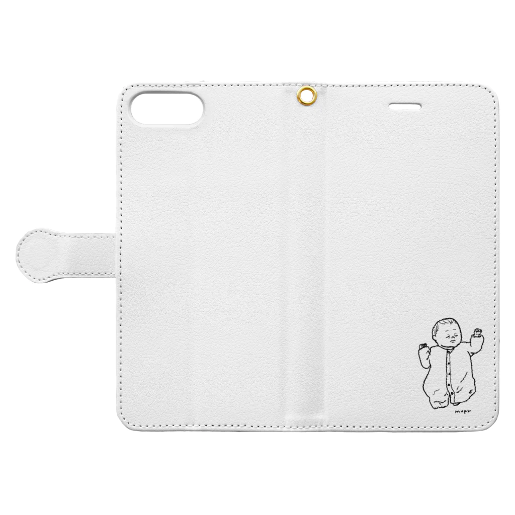 むぴーの新生児(タレ目) Book-Style Smartphone Case:Opened (outside)