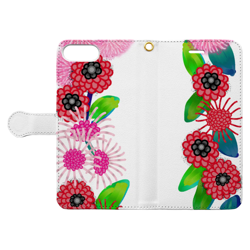 yaiの花柄 Book-Style Smartphone Case:Opened (outside)