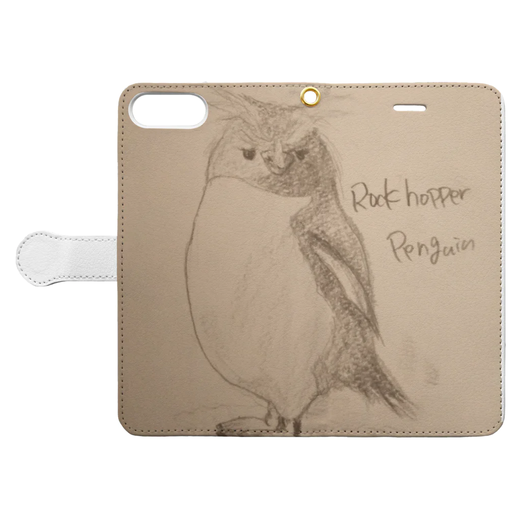 動物ガラス絵描きをしてる人のお店のカッコいいイワトビペンギン Book-Style Smartphone Case:Opened (outside)
