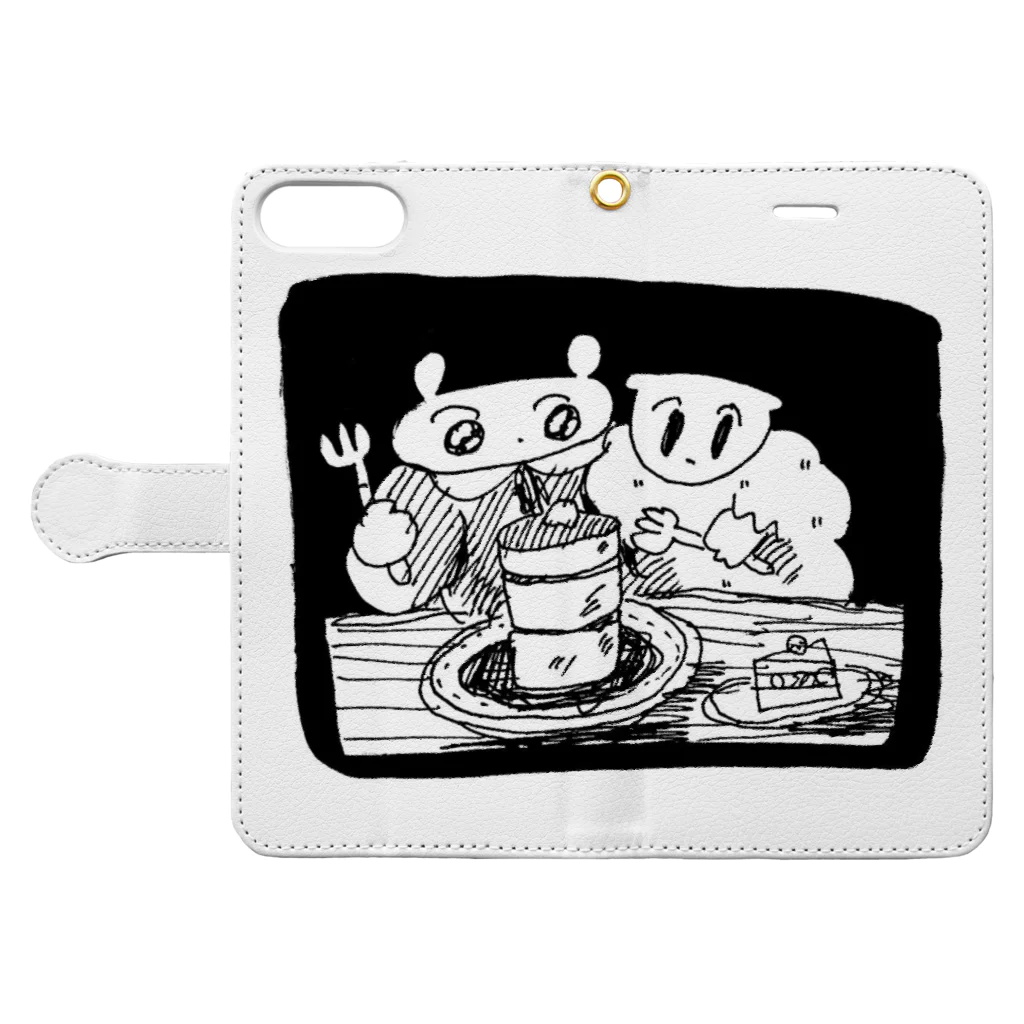 07cmの隣のケーキはウマい！（たぶん） Book-Style Smartphone Case:Opened (outside)