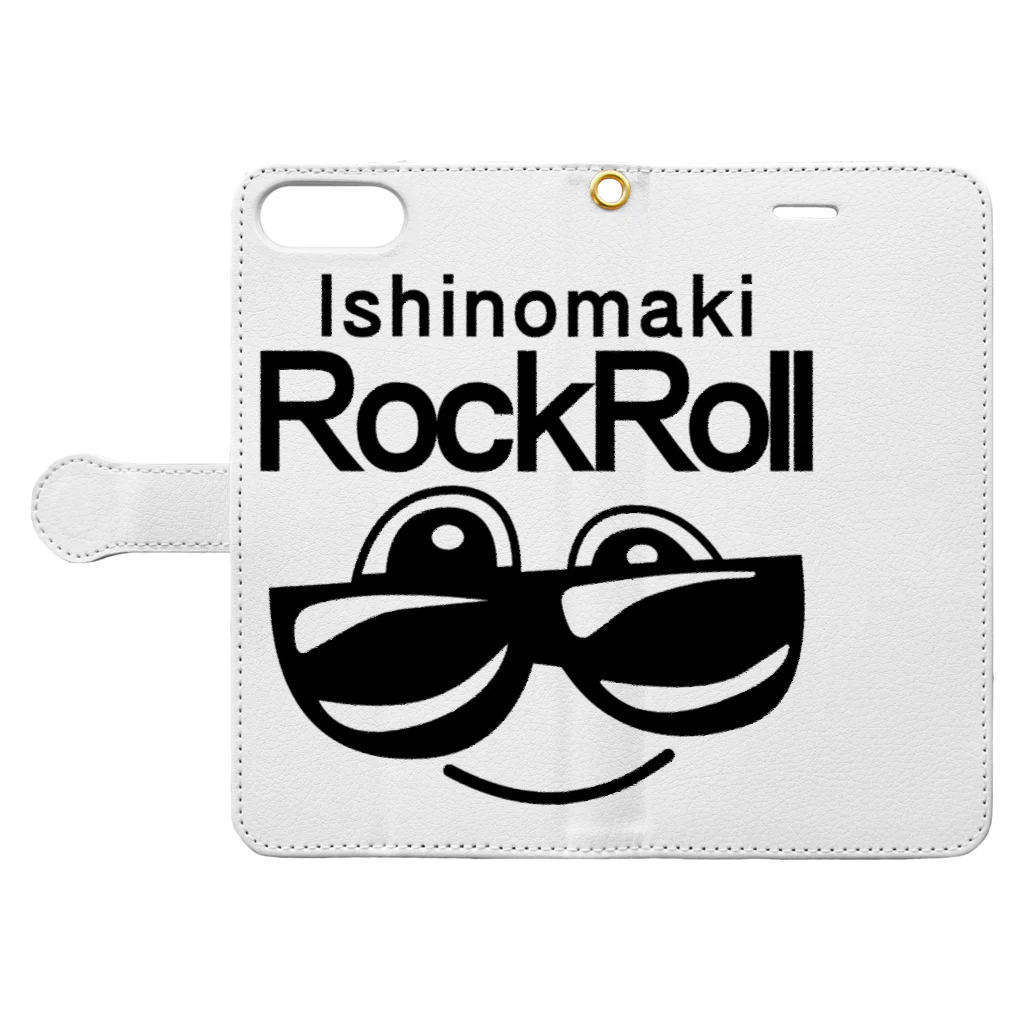 ABstoreのRockRoll-Ishinomaki 手帳型スマホケースを開いた場合(外側)