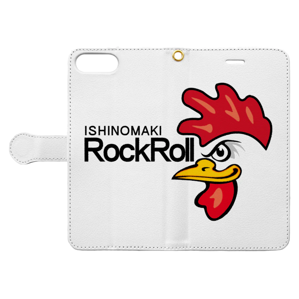 ABstoreのRockRoll-Ishinomaki-Chicken.ver 手帳型スマホケースを開いた場合(外側)