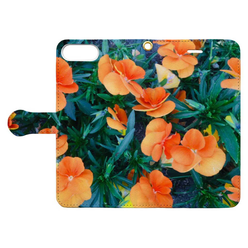 Peach Kitschのオレンジフラワー Book-Style Smartphone Case:Opened (outside)