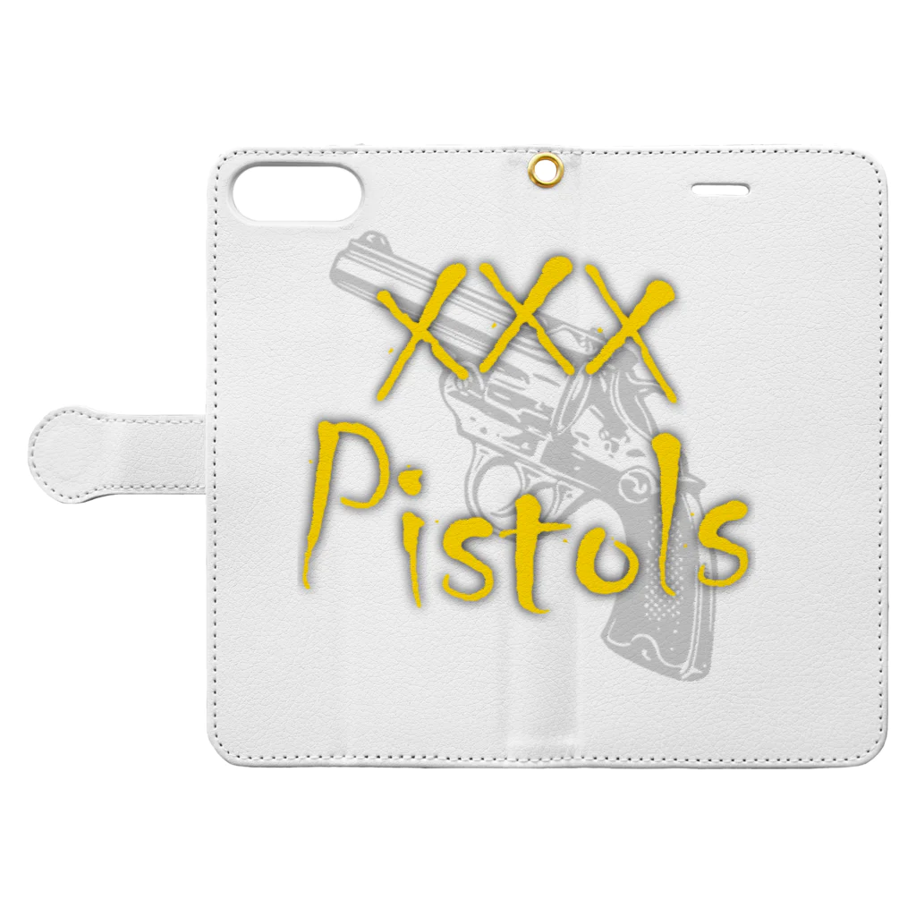 鐘真庵 SUZURI店のxxxPistols 手帳型スマホケースを開いた場合(外側)