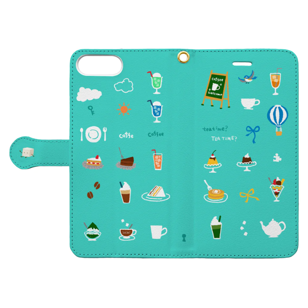 喫茶角砂糖の喫茶店柄 Plus-Max用 Book-Style Smartphone Case:Opened (outside)